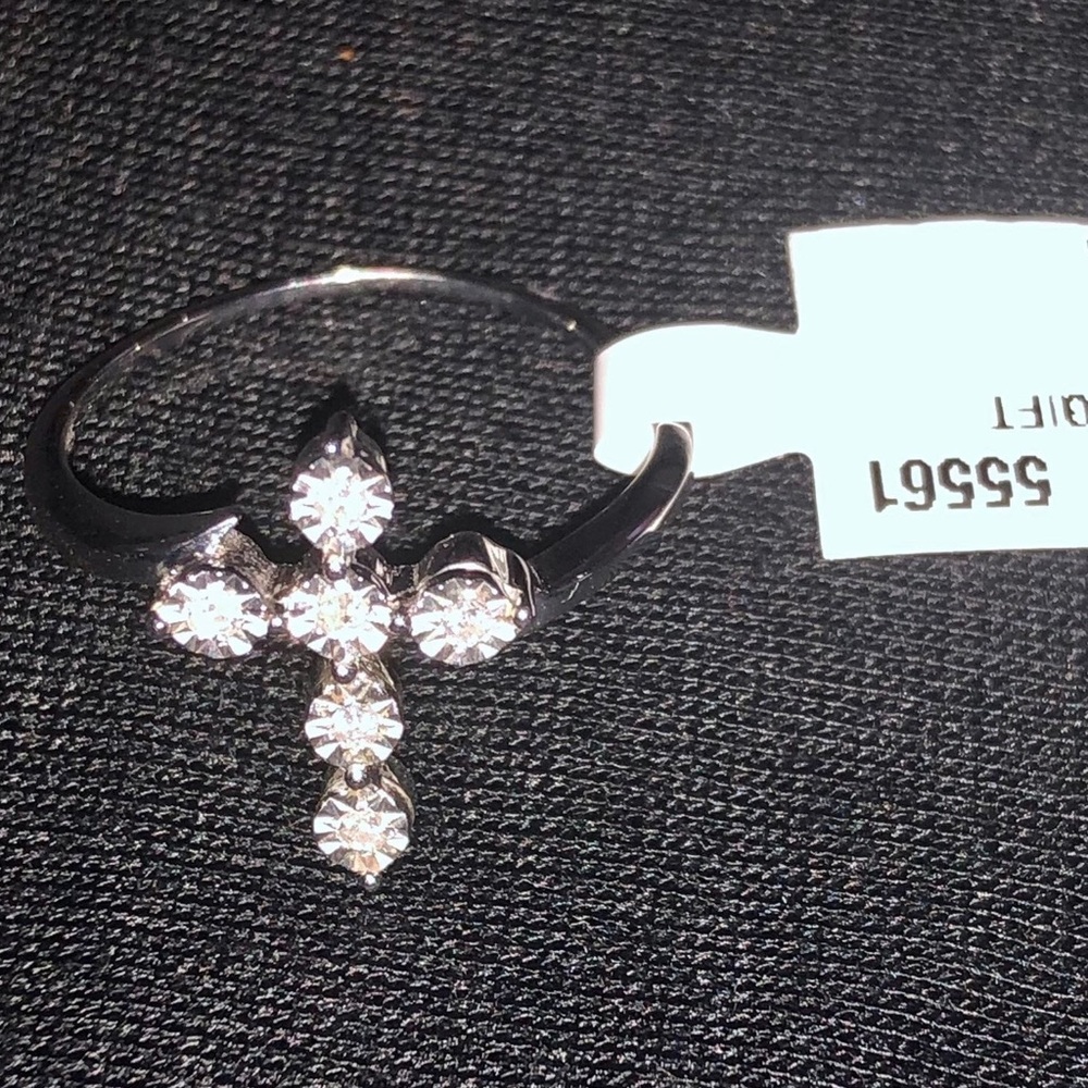 BEAUTIFUL GIFT! HUGE SALE REAL DIAMOND Cross Ring - Picture 5 of 11